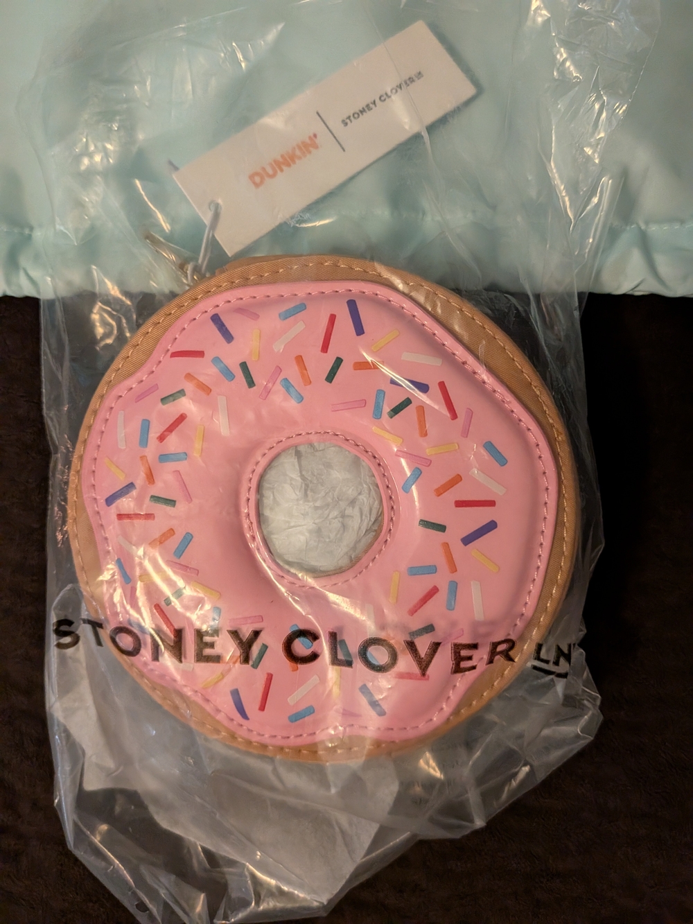 Nwt Stoney Clover Lane X Dunkin: Pink Donut Purse with Multicolor Sprinkles